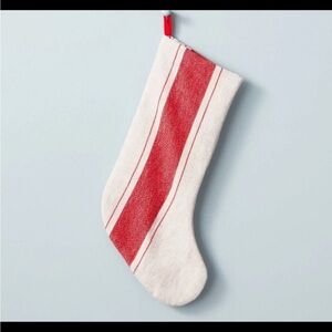 NWT Christmas Holiday Stocking Hearth & Hand w/ Magnolia-Red/Cream Center Stripe